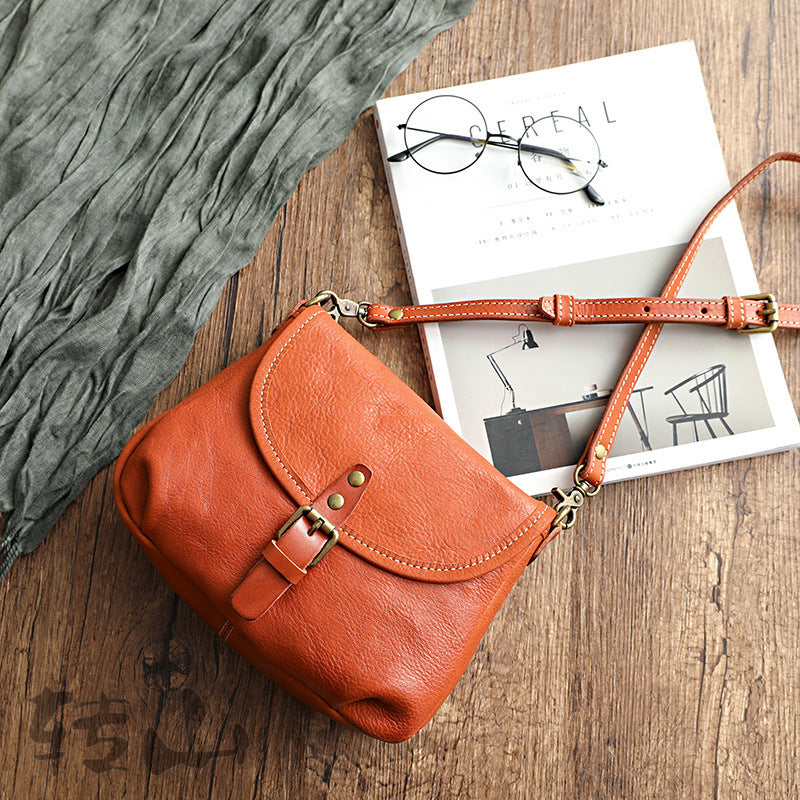 Retro Handmade Vegetable Tanned Leather Bag