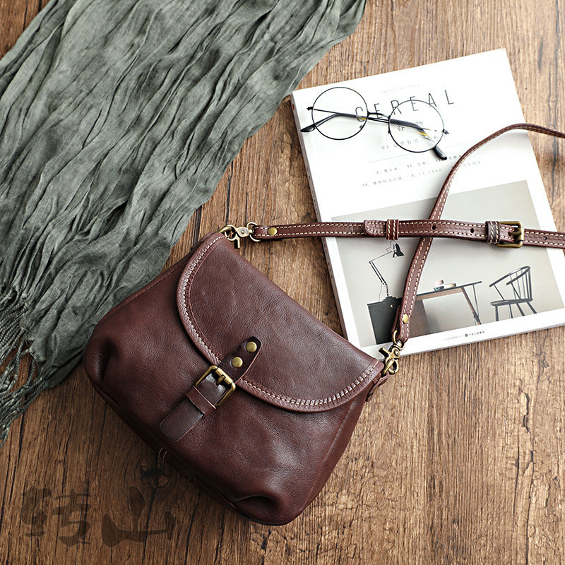Retro Handmade Vegetable Tanned Leather Bag